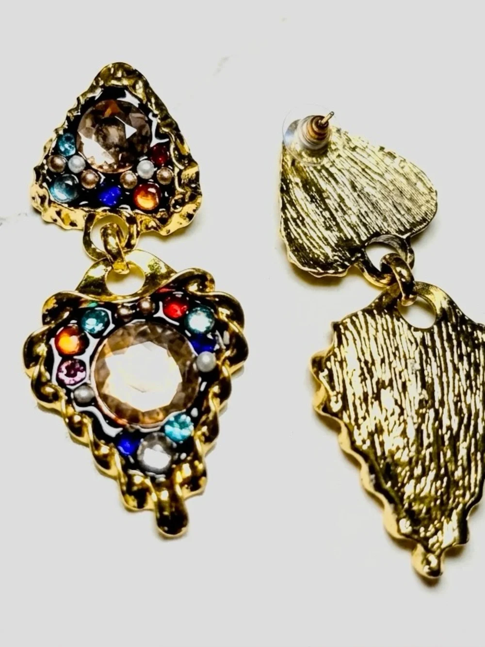 Vintage Multicolor Rhinestone Statement Earrings